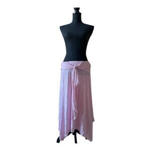 Y2K GAP Pink Wrap Skirt Handkerchief Hem Tie Waist Maxi Skirt Size L